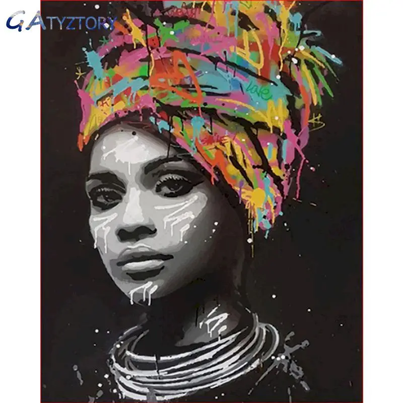 

GATYZTORY DIY Paint By Number Wear A Headscarf Wall Art Gift Picture By Numbers Woman Acrylic Kits Home Decors