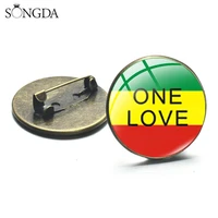 jamaica singer bob marley brooch pins reggae music song one love harajuku printed glass cabochon metal pins hip hop badge