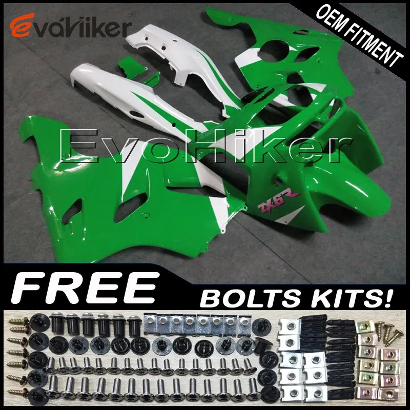 

ABS Fairings for ZX6R 1994 1995 1996 1997 green white ZX 6R 94 95 96 97 Body Kit motorcycle panels