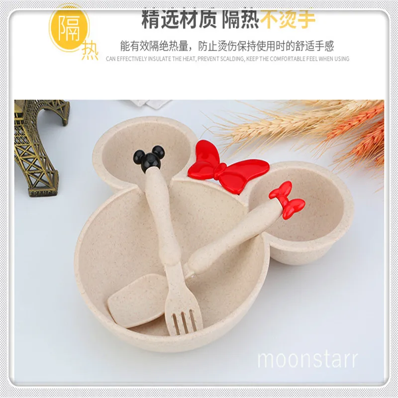 Бесплатная доставка пшеничная соломенная детская миска Микки столовые приборы