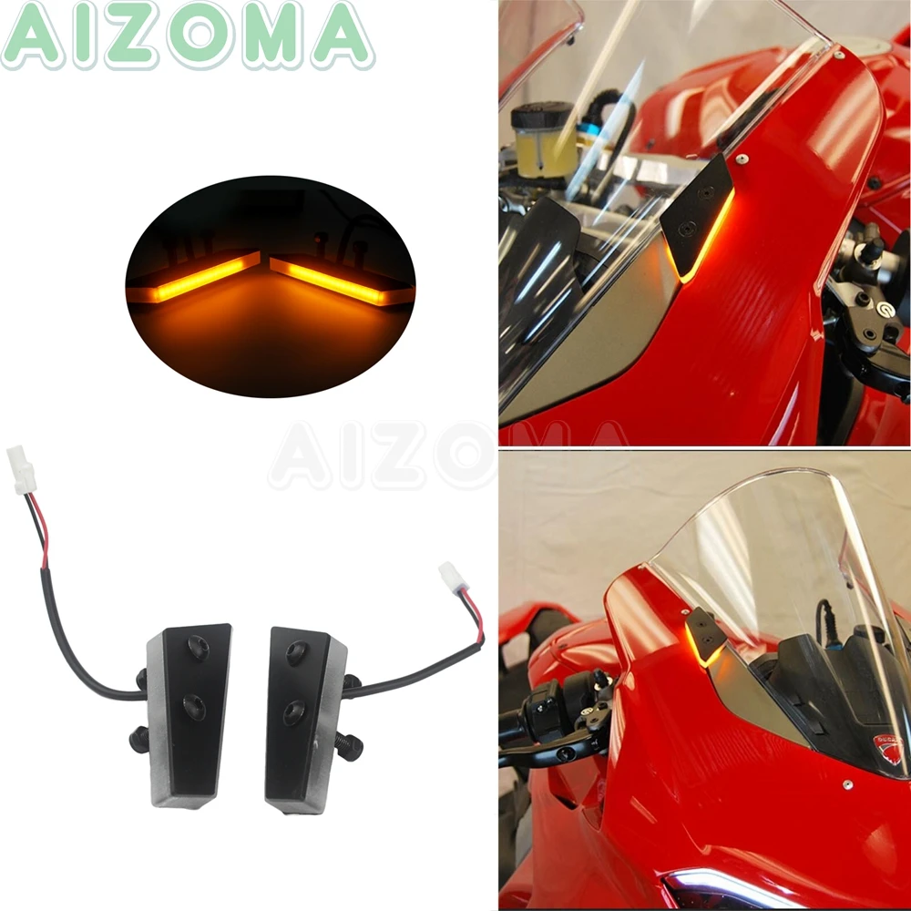 

Для Ducati Panigale V4 S / R / Speciale 2x алюминиевый светодиодный фонарь для мотоцикла с передними зеркалами и сигналом поворота янтарный индикатор светильник