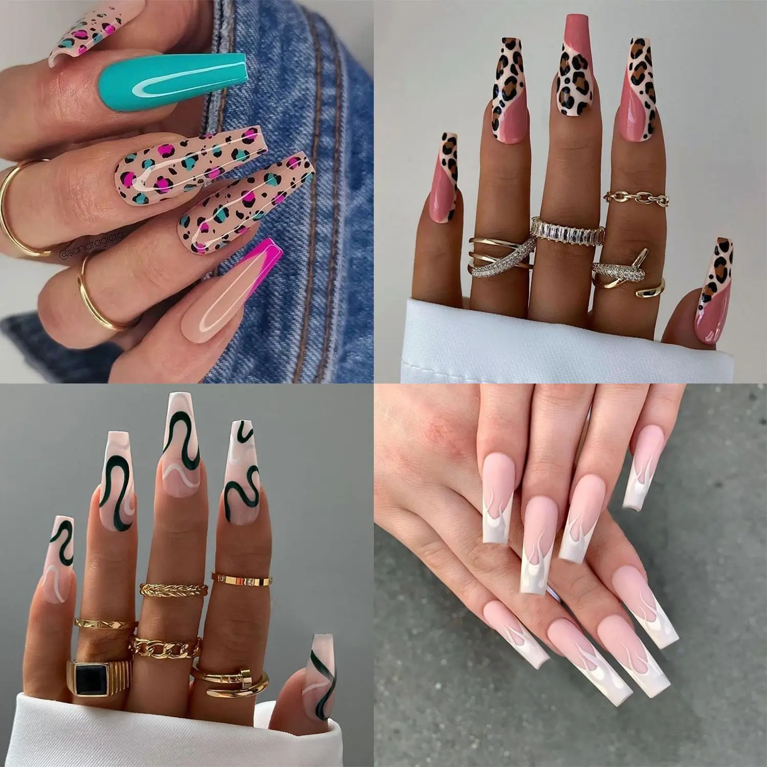 

24pcs/Box Press On Nails Manicure Tool Detachable Artificial Nail Tips Coffin False Nails Wearable Fake Nails