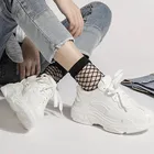 Женские сетчатые кроссовки, белые кроссовки на толстой подошве, повседневная обувь на платформе, Новинка лета 2020