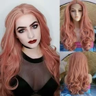 Харизма, синтетический парик на сетке спереди, длинные волнистые волосы без клея, термостойкие волосы, розовые парики для черных женщин