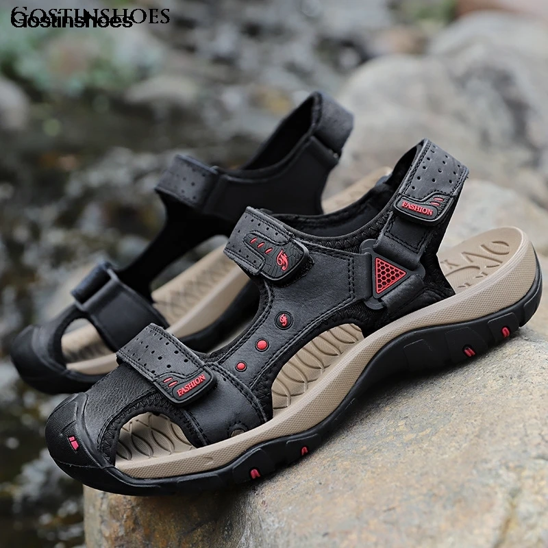 Sandale Homme Cuir Sandalias Hombre Cuero/модная повседневная обувь из натуральной кожи мужские