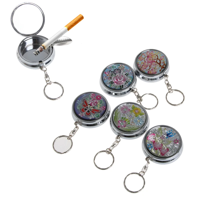 

2021 New Bin Portable Stainless Steel Pocket Round Cigarette Ashtray Case