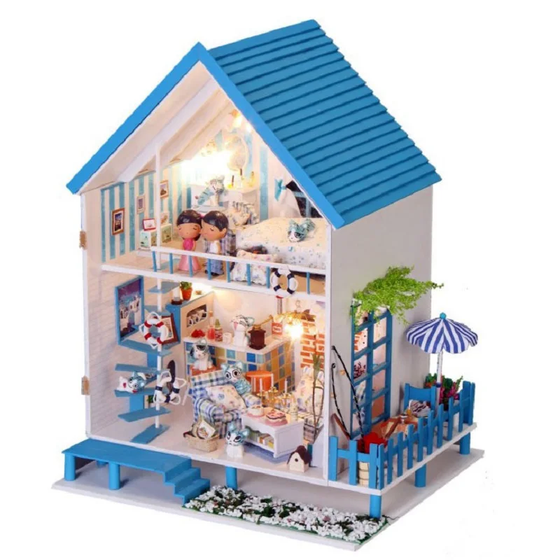 

DIY Romantic Aegean Sea Handcraft Dollhouse Wooden Building Miniature Furniture Assembling Decoration Big Size Handmade Gift Toy