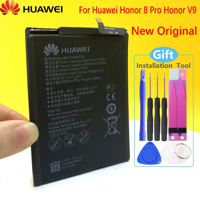 

100% Original 4000mAh Battery For Huawei Honor V9 For Honor 8 Pro DUK-AL20 DUK-TL30 HB376994ECW Mobile Phone