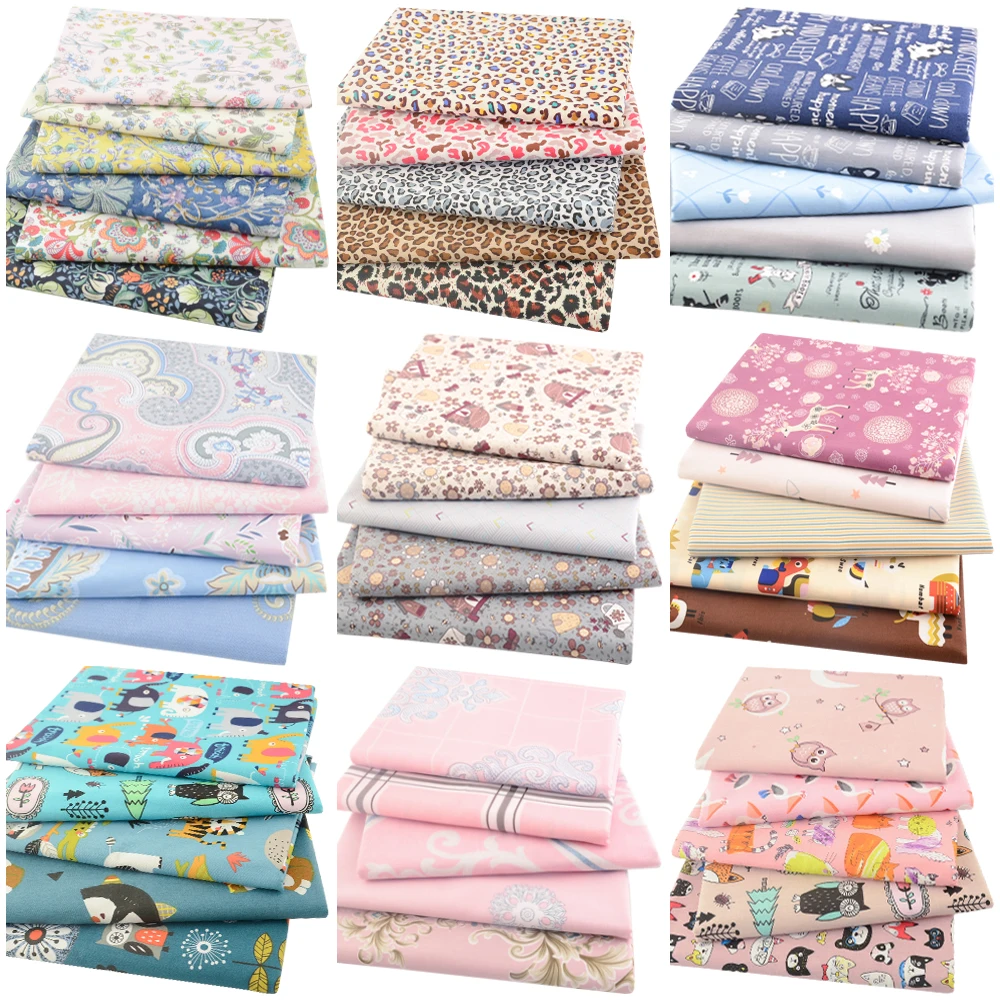 

Teramila 50*50cm 8 PCS/Pack Twill Fabrics For Sewing DIY Dresses Quilt Cotton Cloth Needlework Patchwork Plaid Printed Textile
