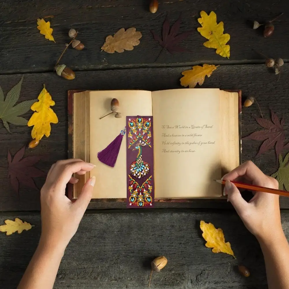 5D DIY алмазная живопись кожаный Закладка с кисточкой Книга Знаки страница со