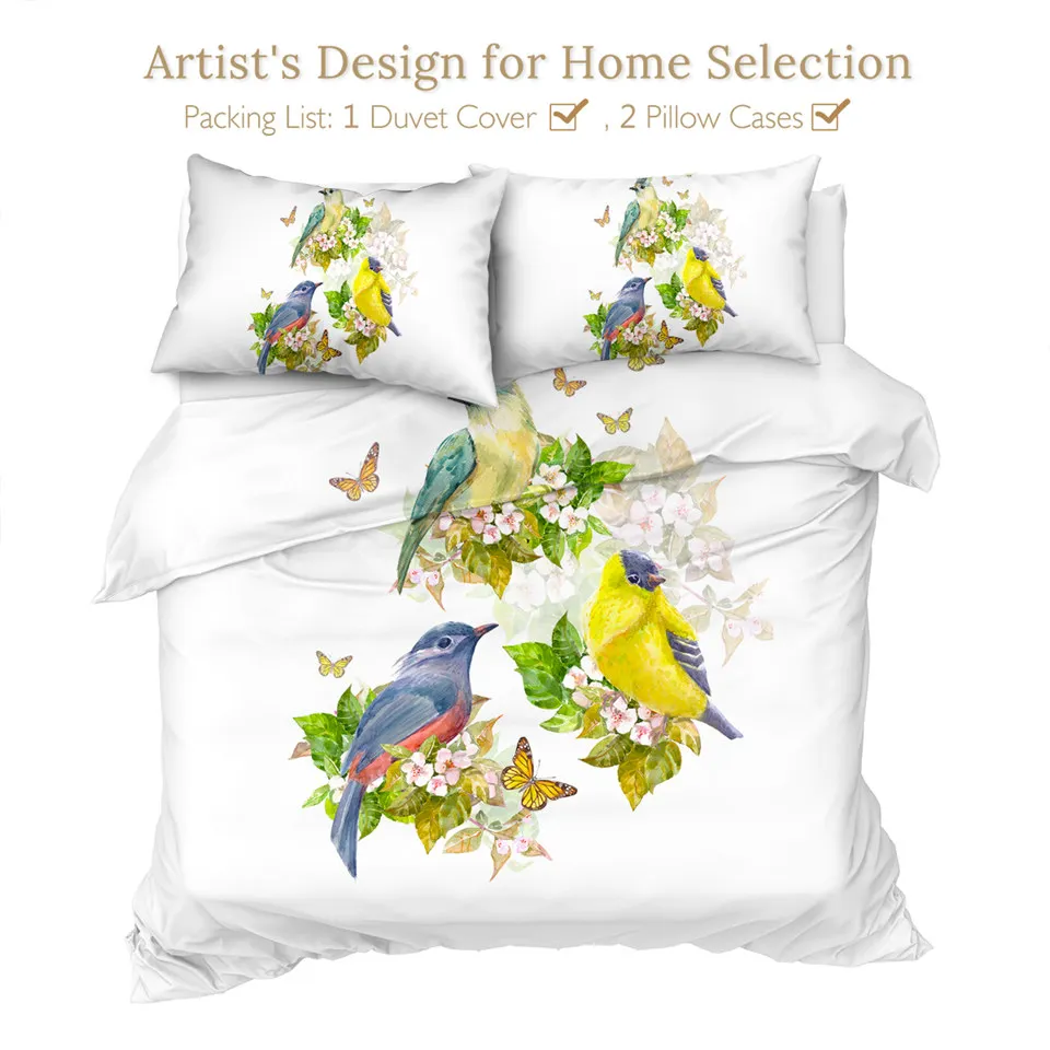 BeddingOutlet Bird Bedding Set Butterfly Duvet Cover Flower Bedclothes Floral Bedspread 3d Archaic Branches Home Decorations | Дом и сад