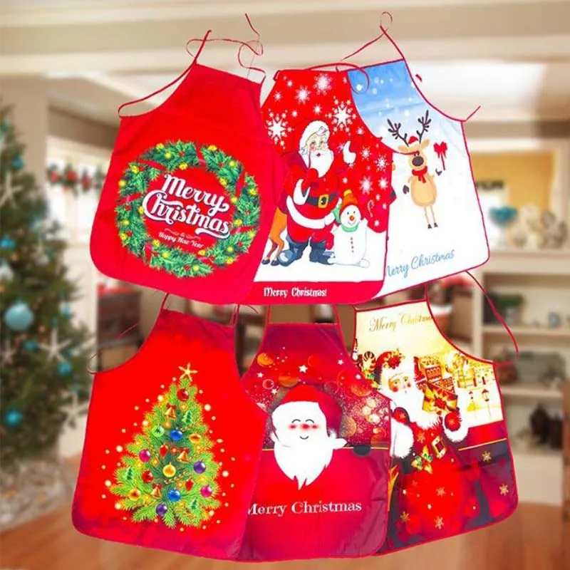 

8SEASON 2020 Christmas Apron Red Snowmen Christmas Cooking Apron kitchen Happy New Year Cartoon Decorations For kids Gift