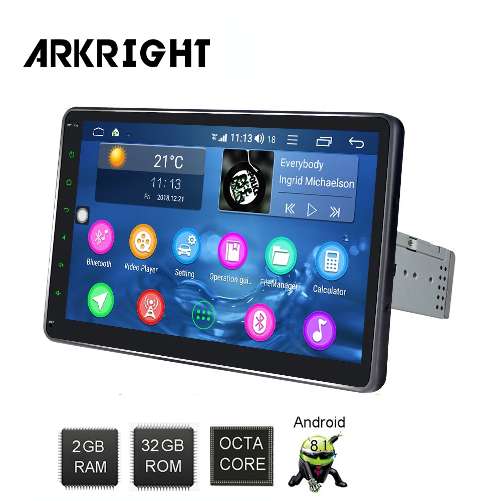 Автомобильный радиоприемник ARKRIGHT 2 + 32 ГБ 10 1 дюйма 1Din Android Восьмиядерный