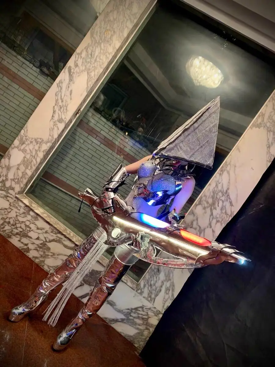 Костюмы для косплея сценических танцев костюм робота с разноцветной