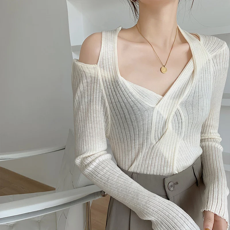 Сексуальная Базовая рубашка облегающий свитер с длинными рукавами | Женская