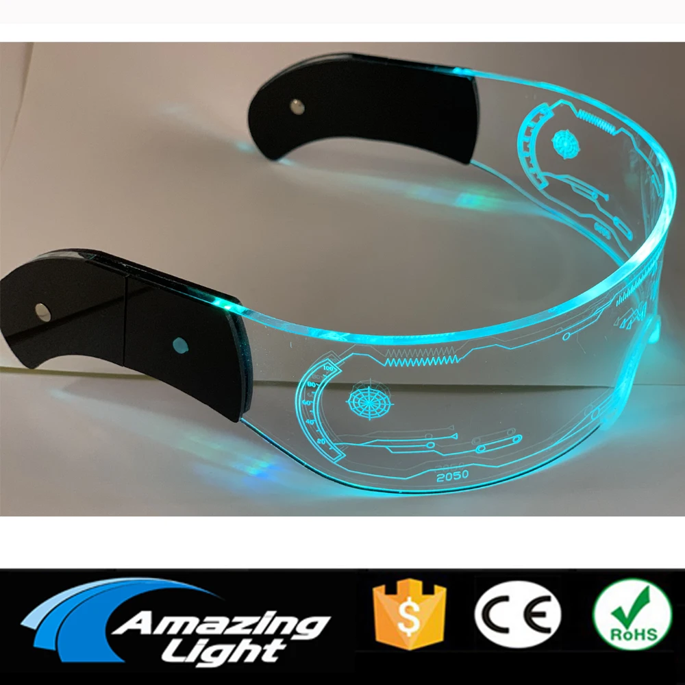 

Hot sale LED Light up Glasses Wireless Luminous Glasses with Dark Lens Glow Party Costume Sunglasses Bar Club KTV Disco Supplies