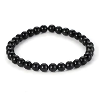 noble trendy 6mm 8mm 10mm bright black stone bead bracelet 3 style bracelets for womenmen classic jewelry pulseras charm gift