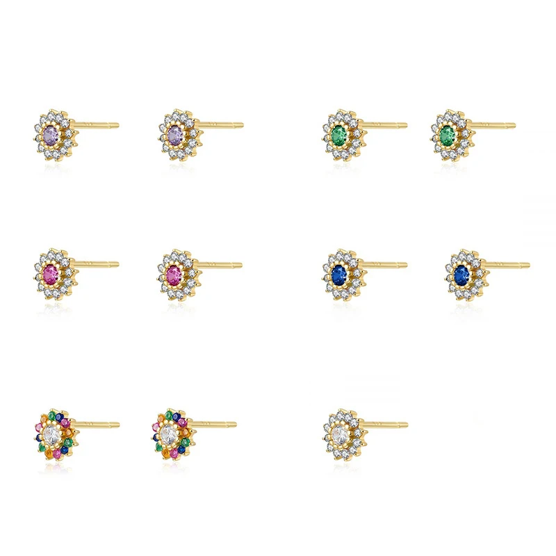 

Geometric Crystals Sunflower Stud Earrings for Women Girls Wedding Earrings Jewelry Girls Gift M25
