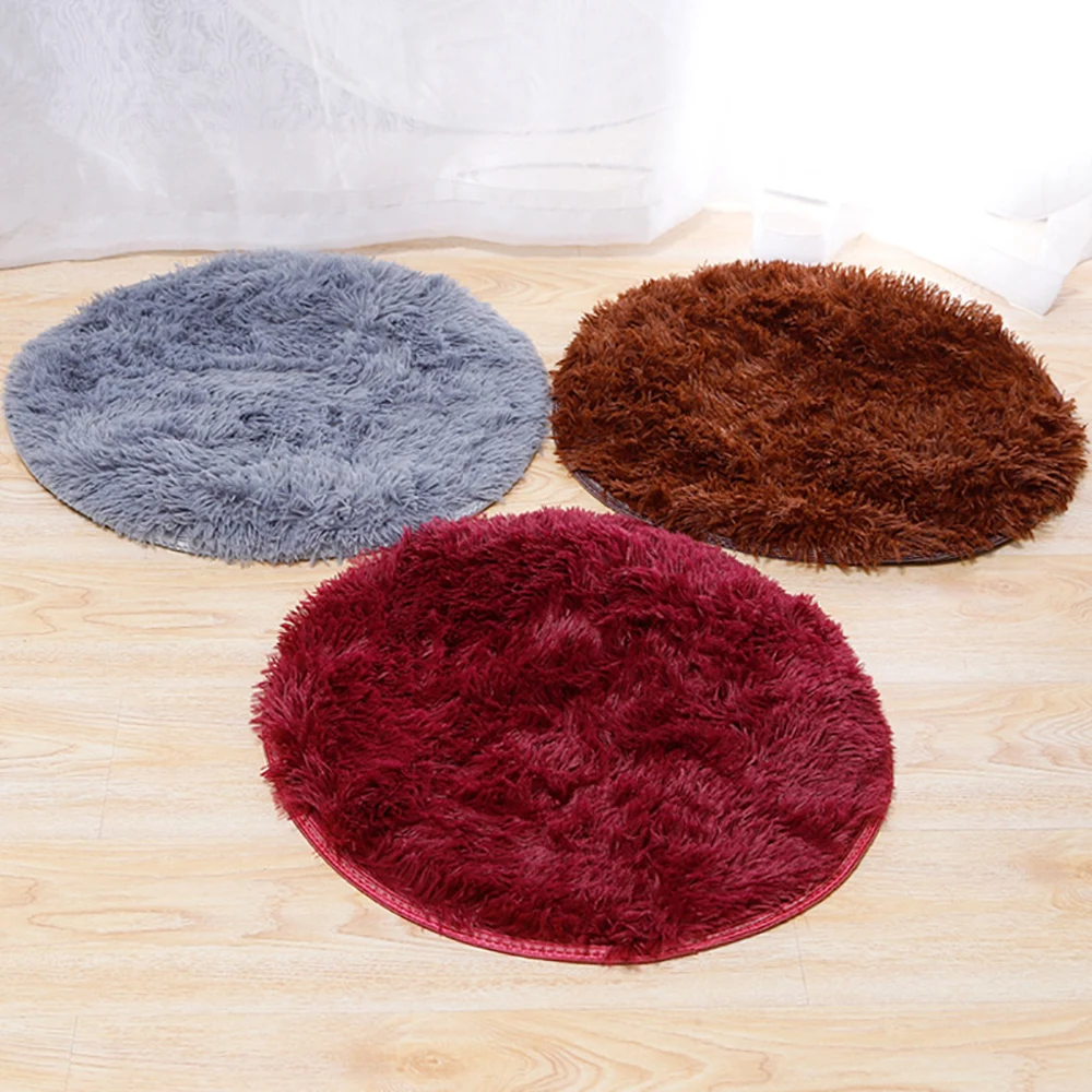 

Pet Dog Cat Plush Mat Soft Round Warm Thicken Fur Fluffy Bed Sleeping Winter Pet Cushion Mat Kennel Pet'S Home