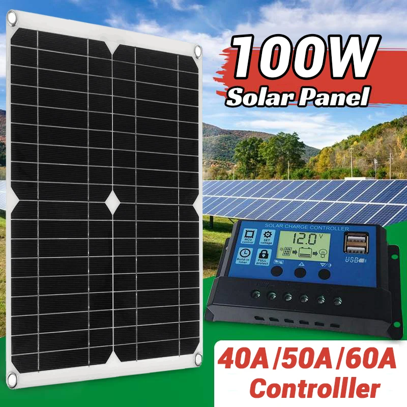 100 Вт солнечная панель двойной USB с контроллером 12 В портативный внешний