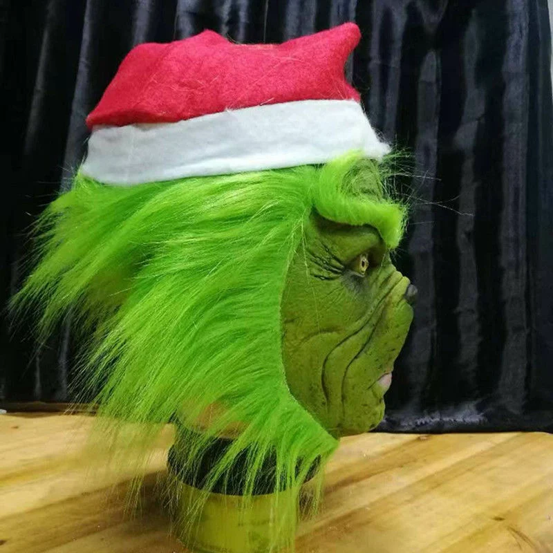Рождественские забавные латексные маски Grinch на всю голову, карнавальный костюм на Хэллоуин, Вечерние Маски для взрослых, карнавальные маски для лица