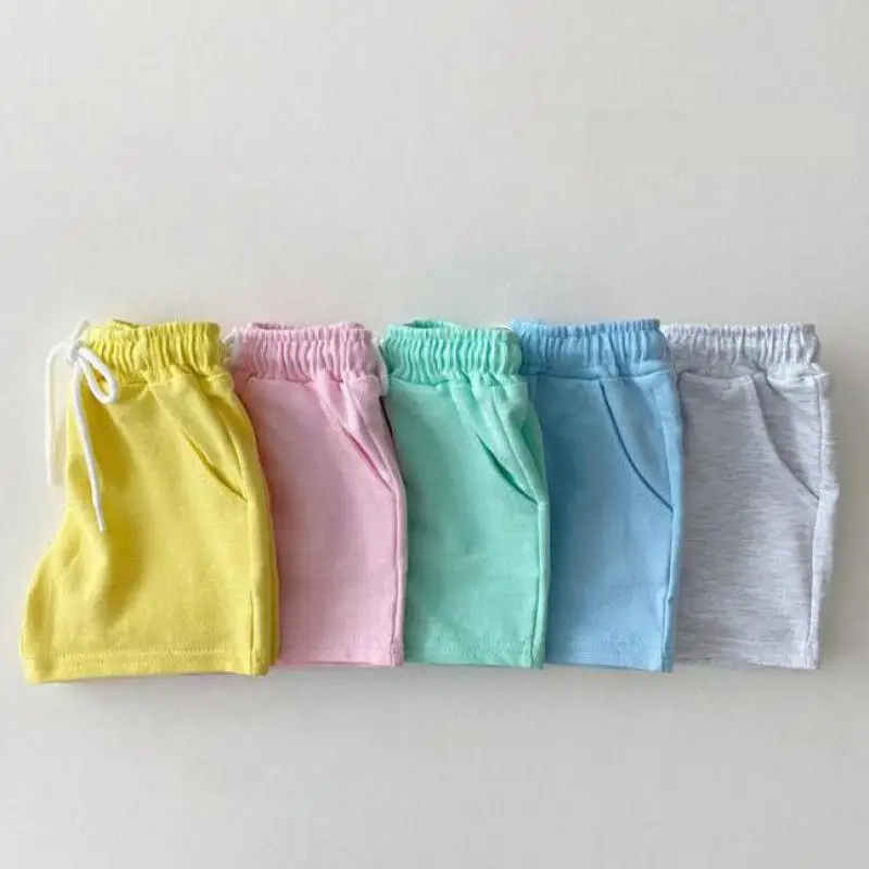 

2021 Summer New Children Shorts Girls Candy Colors Shorts Baby Boy Lace-up Pants Cotton Toddler Pp Shorts