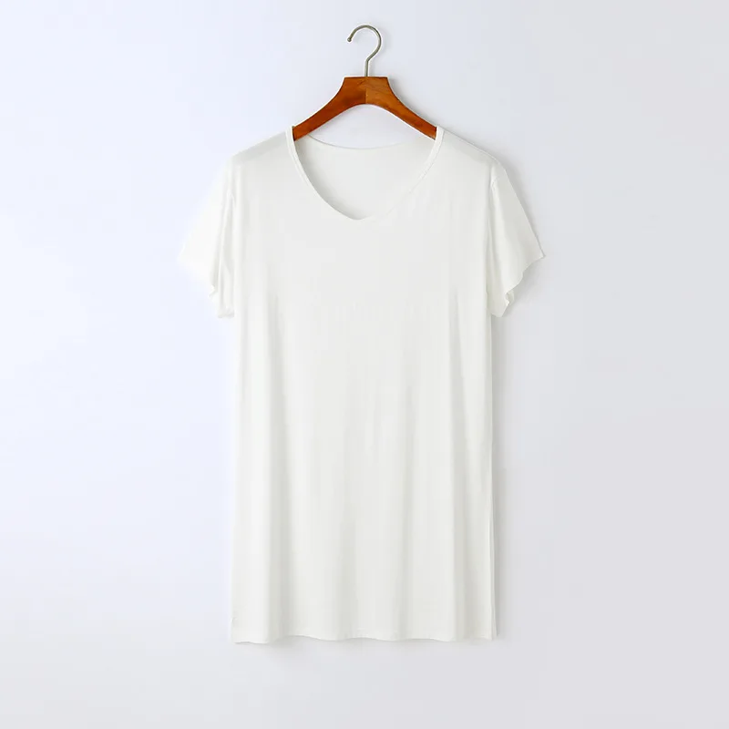 Modal Nightdress Women's Summer New Nightdress V-neck Short Sleeve Simple Women's Nightdress Wear Casual Home Wear Sleep Tops