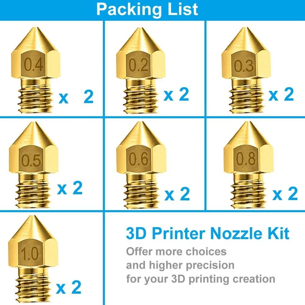 3D принтер сопла MK8 латунный экструдер печатающая головка для 1 75 мм Makerbot Creality CR 10