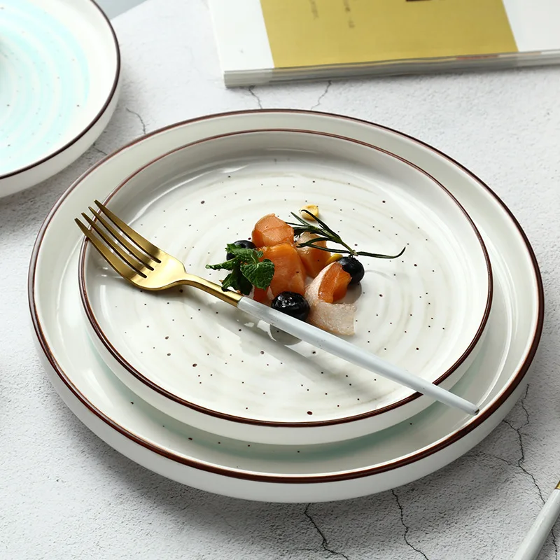 

Japanese Microwave Oven Underglaze Ceramic Rice Plate Home Hotel Creative Round Sashimi Plate Plates Ceramic Pasta Plate