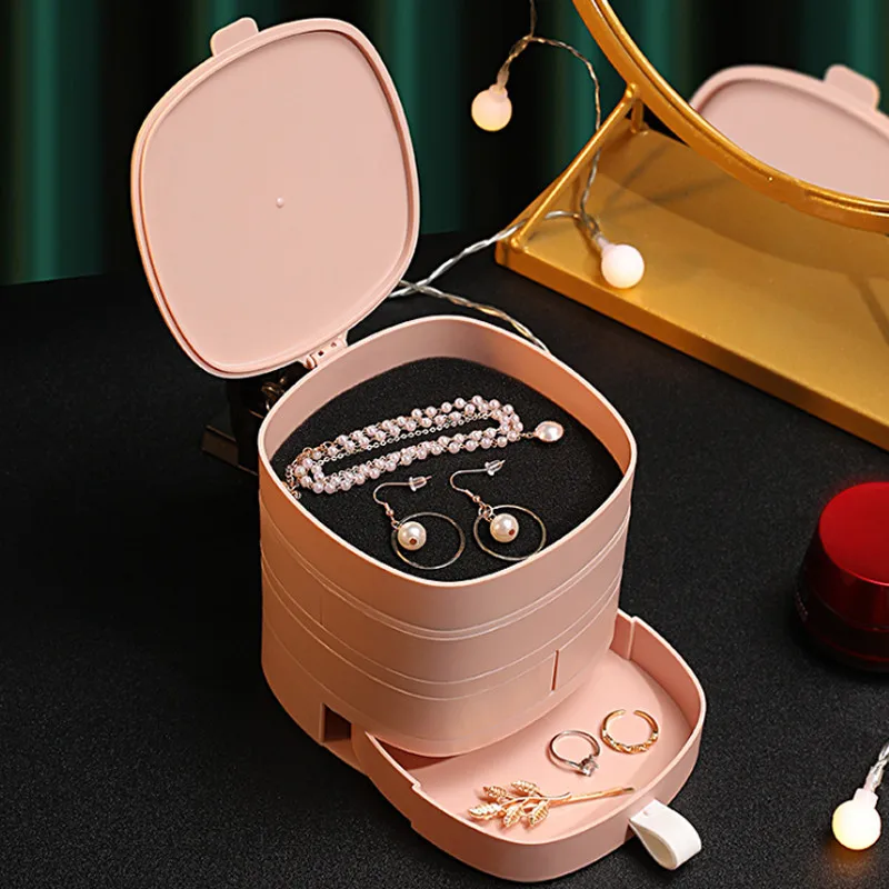 4 яруса коробка для хранения ювелирных изделий с 6 отсеками пластиковый