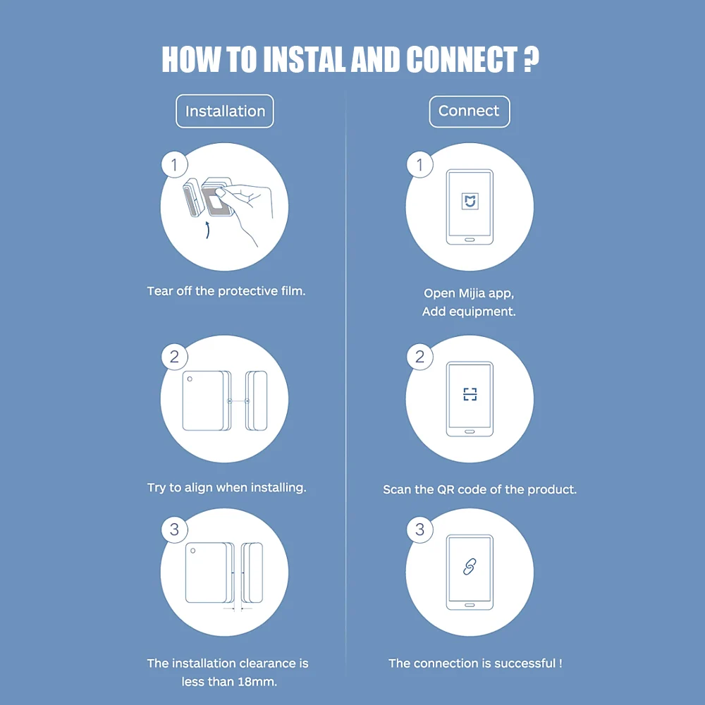 Original Xiaomi Mijia Smart Home Door Window Sensor Remote Control Security House Safe Work With Mi App | Электроника