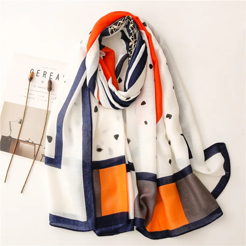 

Women Fashion Luxury Brand Dot Plaid Viscose Scarf Lady Print Soft Shawls and Wraps Female Foulards Echarpe Designer 180*90Cm
