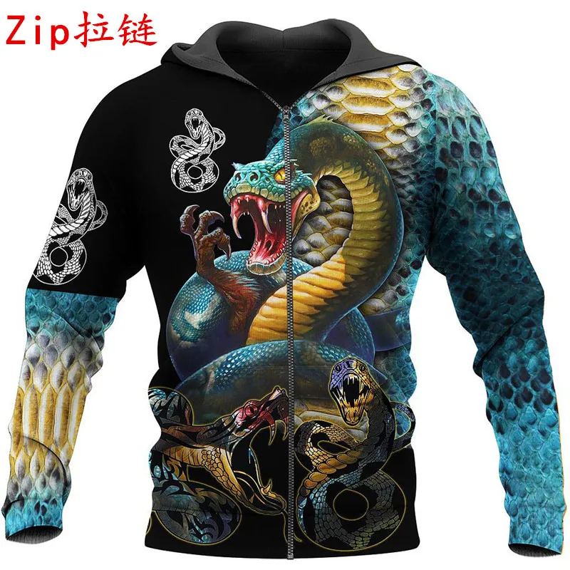 

Frightening Snake 3D Printed Men Hoodie Unisex Fashion Casual Sweatshirt Hip Hop Zip Jacket Y116