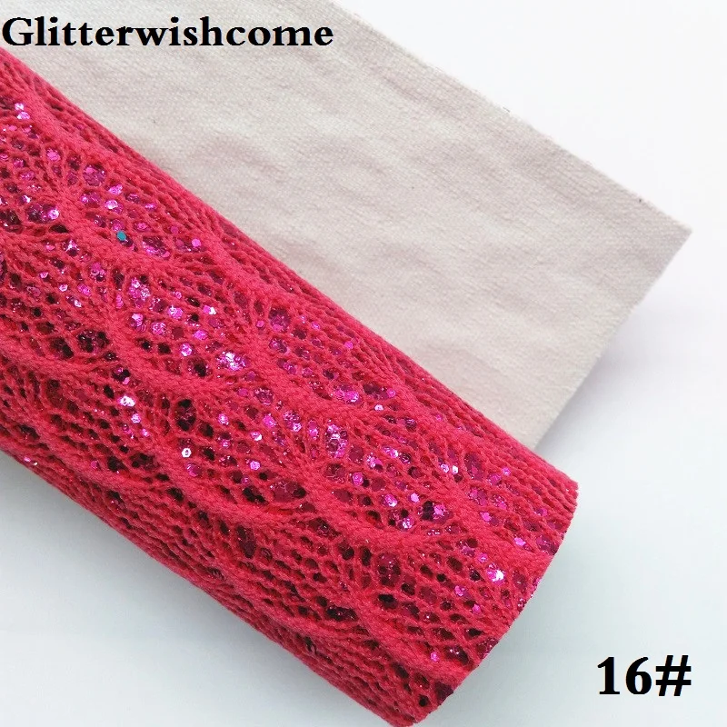 16 Glitterwishcome 21X29 см A4 размер кружева блестящая кожа, рыбка чешуя Русалки Fabirc кожа ткань винил для луков, GM020A - Цвет: 16