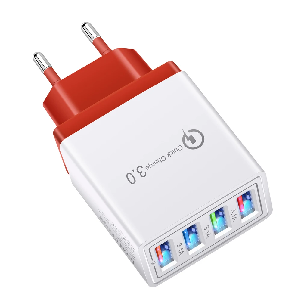 Зарядное устройство Bakeey а 4 USB со светодиодсветильник кой адаптер для быстрой