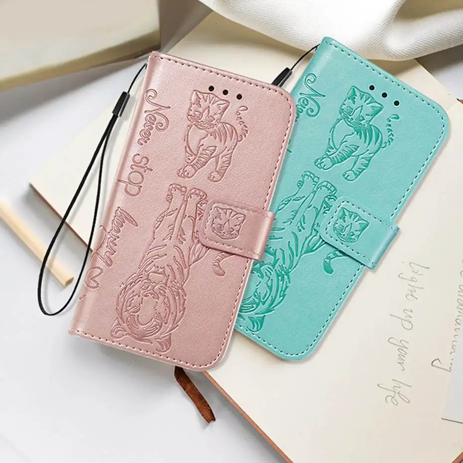 Кожаный флип-чехол с 3D кошкой и тигром для huawei P30 P20 Pro mate 30 Lite P Smart Z Y7 Prime Honor 9X20 Pro 8A 10i Y6