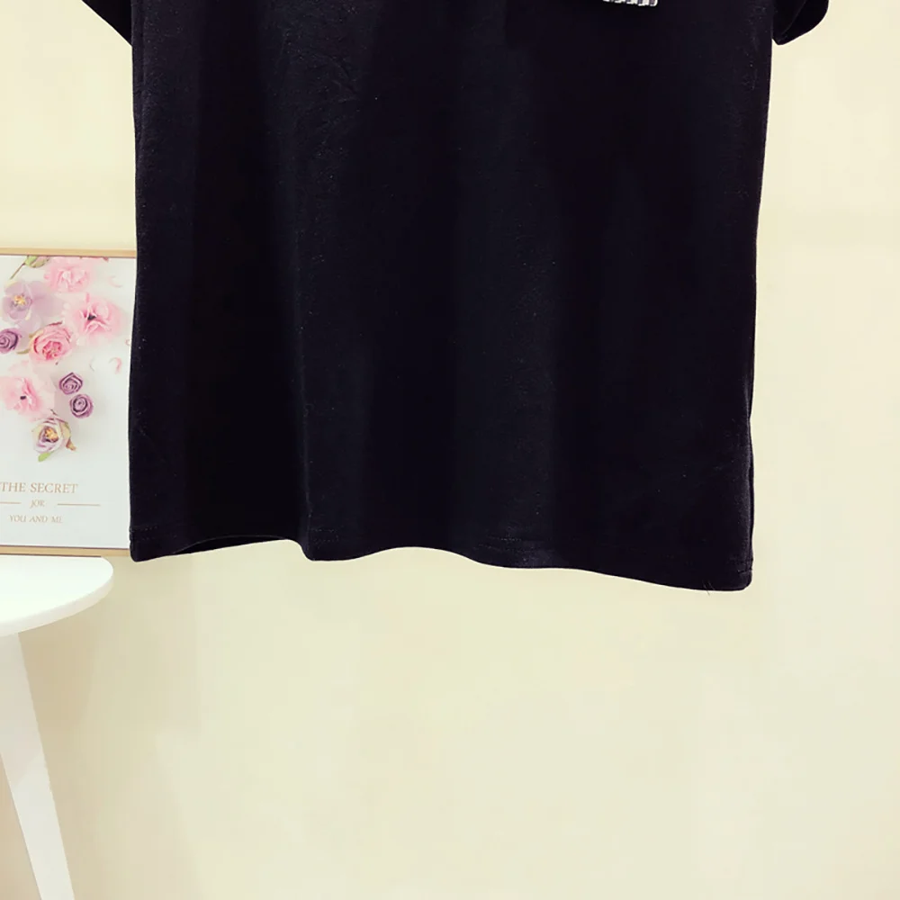 

Fashion Casual Patchwork Ruffle Striped Cotton T Shirt Woman Loose Baggy Short Sleeve O-Neck Tops Summer Clothes For Women
