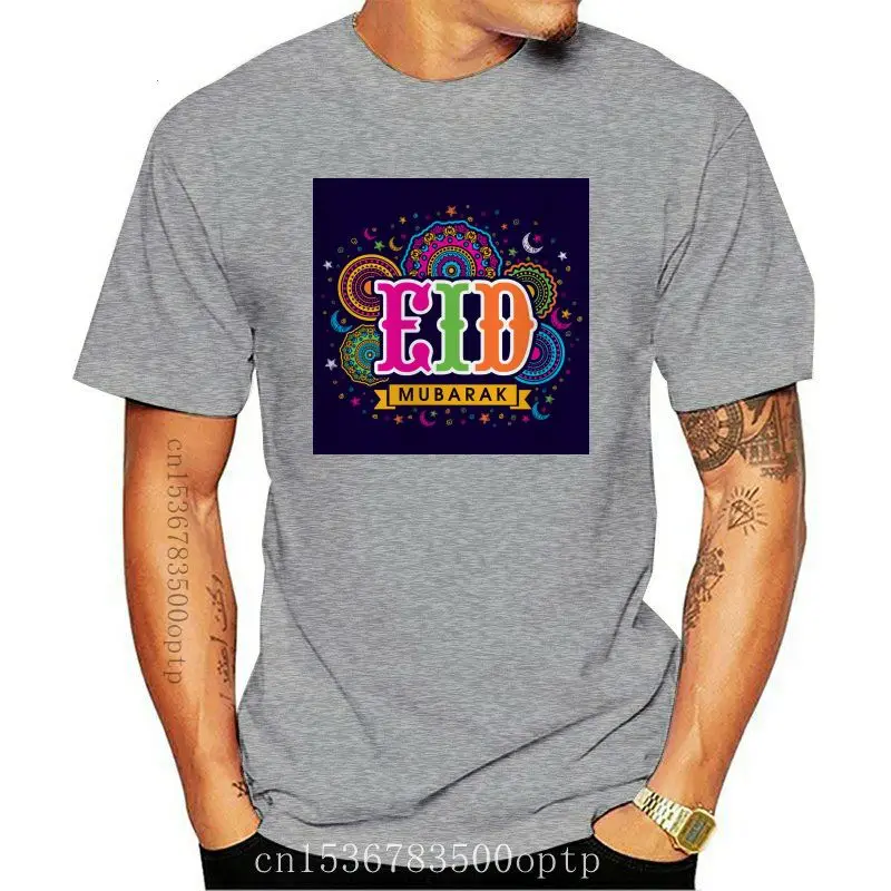 

Eid casual eid mubarak бренд модал Однотонная футболка Новинка 2020 осень и футболка с круглым вырезом короткий подарок модная футболка