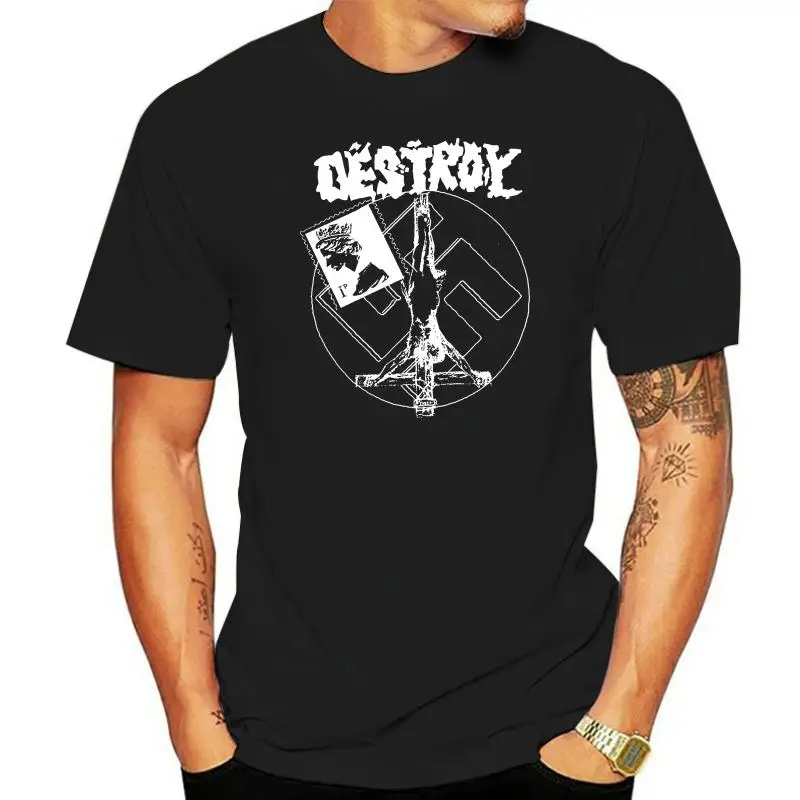 

Classic Punk T-Shirt - Destroy Black Mono Version Cotton Tee Shirt For Youth Middle-age The Old