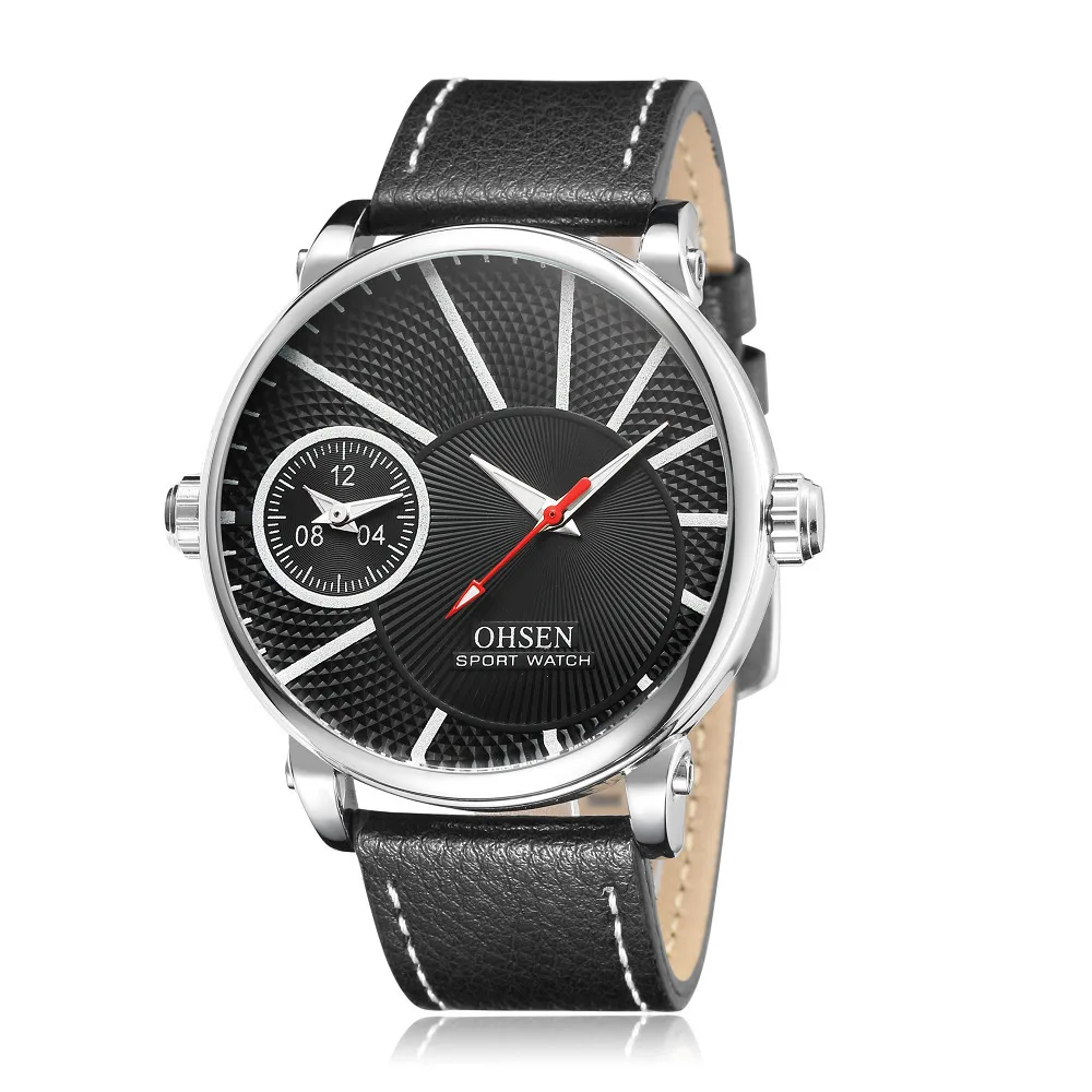 

OHSEN TX2903 Fashion Leisure Water Meter Double Time Zone Belt Men's Watch