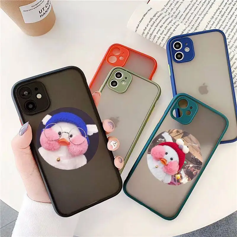 

Funny Cute Cartoon Duck Phone Case For IPhone 12 11 Pro Max XR XS Max X SE2020 6s 7 8 Plus Hard Shockproof Black Case