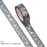 new 10pcslot 15mm10m silver foil divination washi tape scrapbooking masking tape office adhesive kawaii stationery