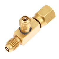 1x brass tee adapter converter 14 male and female sae flare swivel connector w valves core auto air conditioning installation