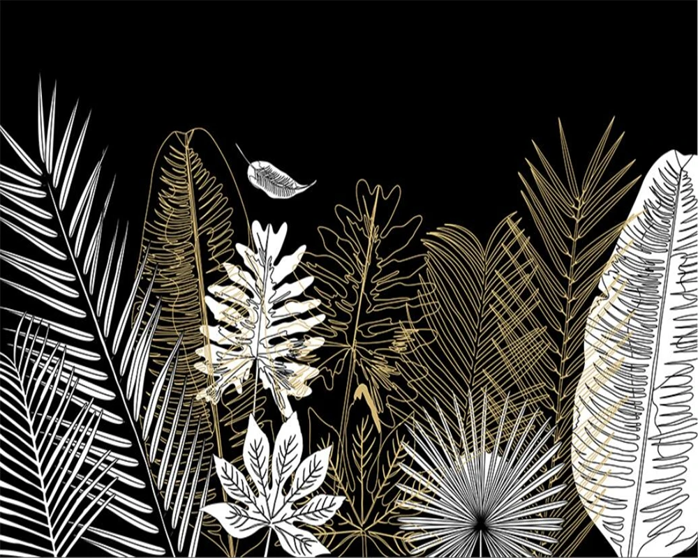 

beibehang Customized Wallpaper Black and White Big Tree Tropical Rainforest Coconut Tree Modern TV Sofa Background Wall 3D Wallp