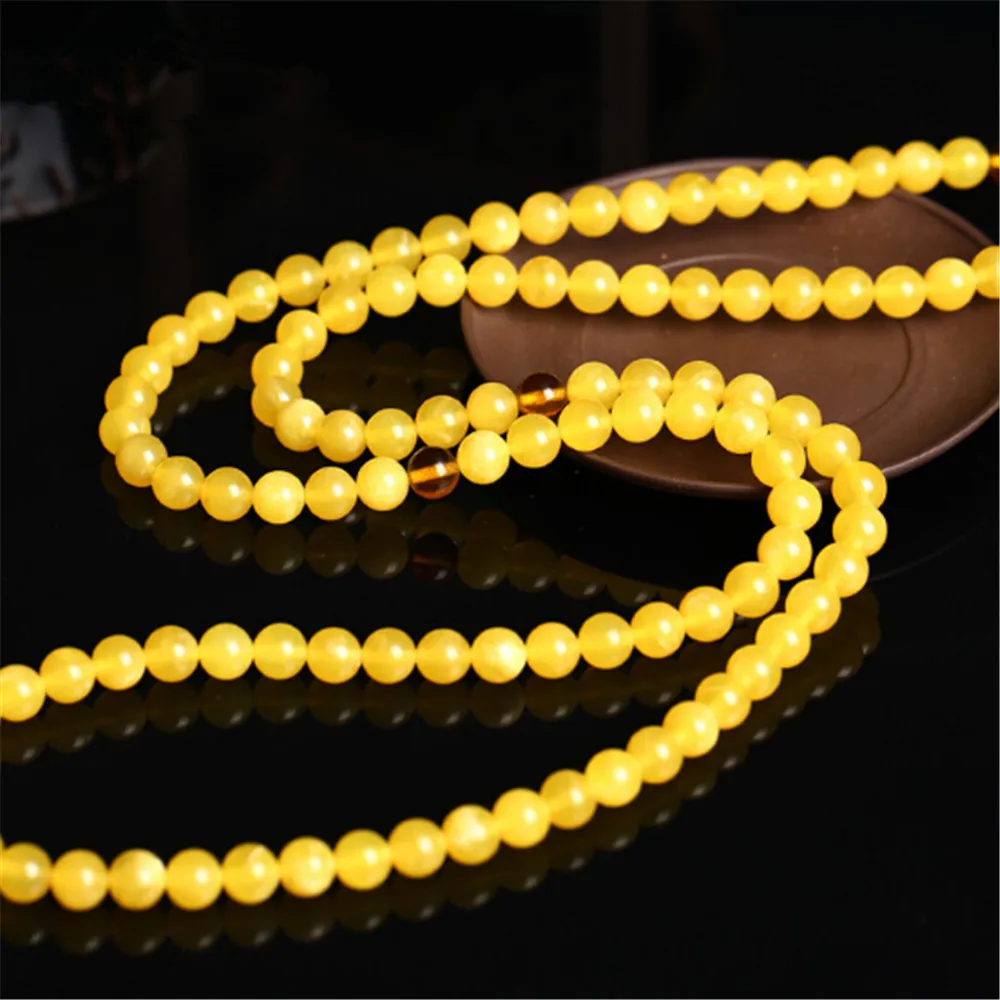 Натуральный Балтийский Янтарный эластичный браслет 6 мм желтое женское ожерелье