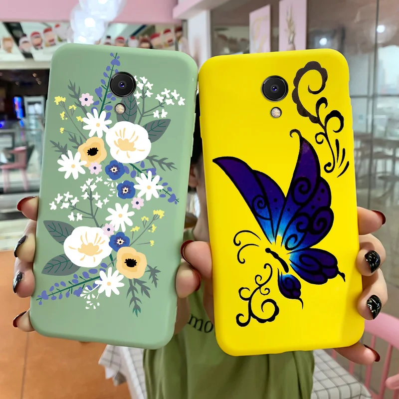 

For Meizu S6 Case Candy Colors Flower Butterfly Pattern Silicone Shockproof Cartoon Painted Phone Protection Soft Cover