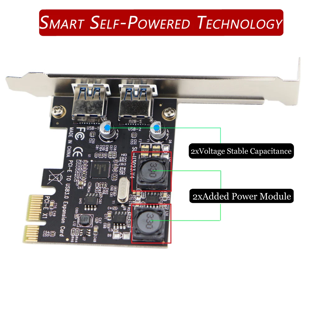 Супер быстрая 2 порта USB 3 0 5 Гбит/с PCI Express E 1X плата расширения с автономным