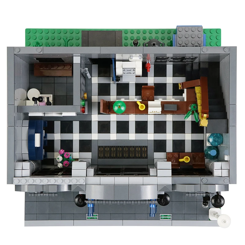 BuildMoc 21474 полицейский участок мотоцикл модель вертолета конструкторных блоков