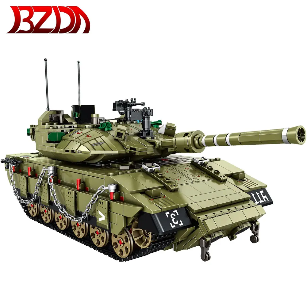 

BZDA WW2 German Military Main Battle Tank Building Blocks MOC Panzer Tank Soldiers Warmas Vehicle Bricks Toys For Boys Cadeau