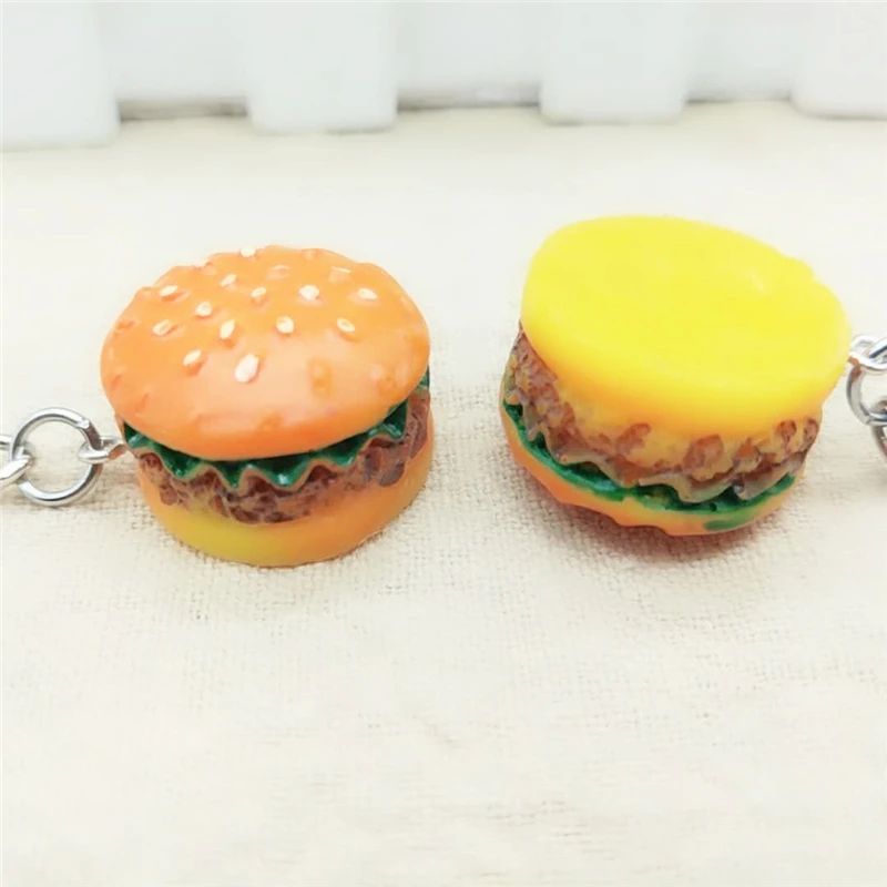Personality Hamburger Bag Keychain Simulation Food Accessories Resin Pendant Key Ring Chain Jewelry Wholesale | Украшения и